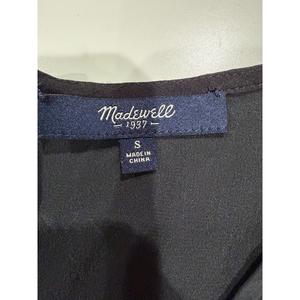 Madewell Black 100% Silk 3/4 Sleeve Back Zip Womens Top Blouse Size S - Picture 4 of 6